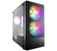 1STPLAYER Корпус FIREBASE X4-M Black / mATX, TG / 1x120mm & 2x140mm LED fans inc. / X4-M-BK-2F1P-1F1