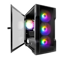 1STPLAYER Корпус TRILOBITE T3-G Black / mATX, TG / 4x 120mm LED fans inc. / T3-G-BK-4F1