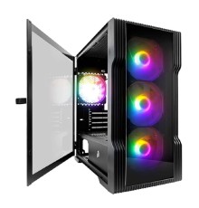 1STPLAYER Корпус TRILOBITE T3-G Black / mATX, TG / 4x 120mm LED fans inc. / T3-G-BK-4F1