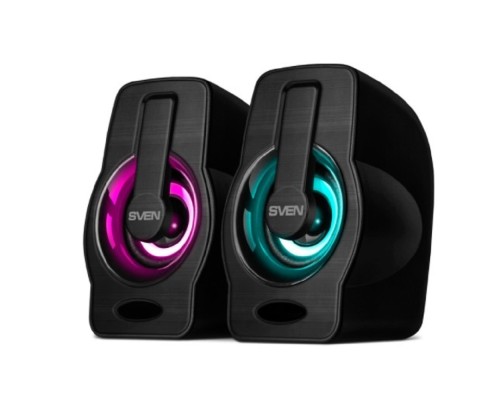 [Колонки] SVEN 255, чёрный, USB, акустическая система 2.0,  мощность 2x3 Вт(RMS), подсветка