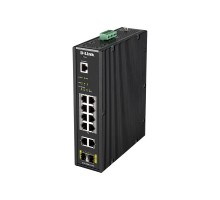 D-Link DIS-200G-12PS/A2A Промышленный управляемый коммутатор 2 уровня с 10 портами 10/100/1000Base-T и 2 портами 1000Base-X SFP (8 портов с поддержкой PoE 802.3af/802.3at (30 Вт), PoE-бюджет до 240Вт)