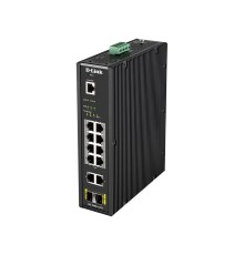 D-Link DIS-200G-12PS/A2A Промышленный управляемый коммутатор 2 уровня с 10 портами 10/100/1000Base-T и 2 портами 1000Base-X SFP (8 портов с поддержкой PoE 802.3af/802.3at (30 Вт), PoE-бюджет до 240Вт)
