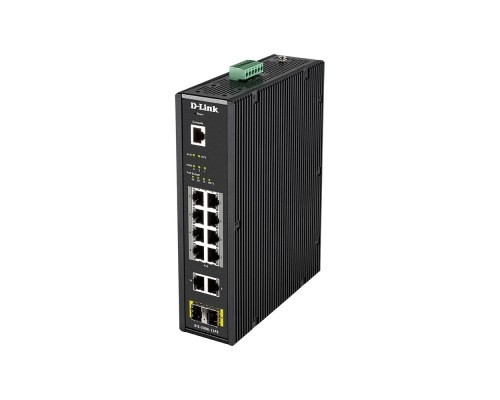 [Сетевое оборудование] D-Link DIS-200G-12PS/A2A Промышленный управляемый коммутатор 2 уровня с 10 портами 10/100/1000Base-T и 2 портами 1000Base-X SFP (8 портов с поддержкой PoE 802.3af/802.3at (30 Вт), PoE-бюджет до 240Вт)