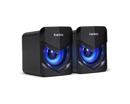 [Колонки EXEGATE] Exegate EX289685RUS Акустическая система 2.0 ExeGate Accord 200 (питание USB, 2х3Вт (6Вт RMS), 60-20000Гц,цвет черный, синяя подсветка)