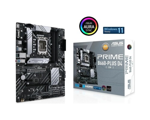 [Материнская плата] ASUS PRIME B660-PLUS D4 (Socket 1700, ATX, 4xDDR4(128GB), VGA/HDMI/DP, 1xPCIe 4.0x16, 1xPCIe 3.0x16/2xPCIe 3.0, 1xLAN, 4xSATA 6Gb/s, 3xM.2, 1xM.2 E key, 1xUSB-C, 3xUSB 3.2, 2xUSB 2.0)