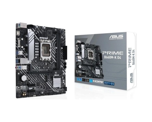 [Материнская плата] ASUS PRIME B660M-K D4 (Socket 1700, mATX, 2xDDR4(64GB), VGA/HDMI 2.1, 1xPCIe 4.0x16/2xPCIe 3.0, 1xLAN, 4xSATA 6Gb/s, 2xM.2, 4xUSB 3.2, 2xUSB 2.0, 1xPS/2)