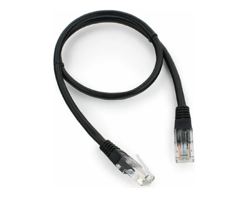 [Коммутационный шнур] Cablexpert PP12-0.5M/BK Патч-корд UTP кат. 5e, 0.5м, литой, многожильный, чёрный (PP12-0.5M/BK)