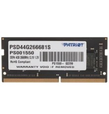 Память SO-DIMM DDR4 4Gb PC21300 2666MHz CL19 PATRIOT 1.2V (PSD44G266681S)