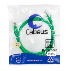 Cabeus PC-UTP-RJ45-Cat.5e-1m-GN Патч-корд U/UTP, категория 5е, 2xRJ45/8p8c, неэкранированный, зеленый, PVC, 1м     