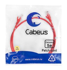 Cabeus PC-UTP-RJ45-Cat.5e-1m-RD Патч-корд U/UTP, категория 5е, 2xRJ45/8p8c, неэкранированный, красный, PVC, 1м   