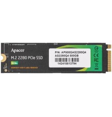 M.2 2280 500GB Apacer AS2280Q4 Client SSD AP500GAS2280Q4-1 PCIe Gen4x4 with NVMe, 5000/2500, IOPS 750K, MTBF 1.5M, 3D TLC, 850TBW, 1.7DWPD, Kit Heatsink and mount, NVMe 1.3, RTL (917881)