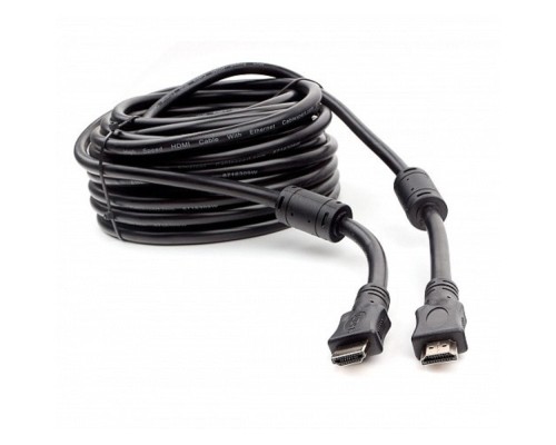[кабели] Кабель HDMI Cablexpert 19M/19M, v2.0, медь, позол.контакты, экран, 2 фер.кольца, 15м, черный, пакет (CCF2-HDMI4-15M)