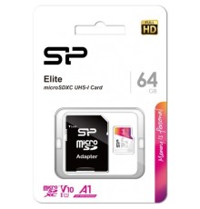 Micro SecureDigital 64GB Silicon Power SP064GBSTXBV1V20SP Elite + adapter Class10