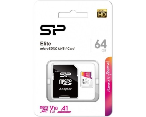 [Карта памяти ] Micro SecureDigital 64GB Silicon Power SP064GBSTXBV1V20SP Elite + adapter Class10