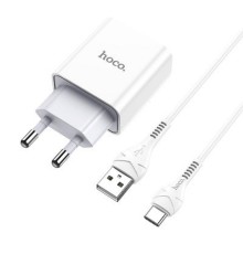 HOCO HC-27961 C81A/ Сетевое ЗУ + Кабель Type-C 1m/ 1 USB/ Выход: 10.5W/ White