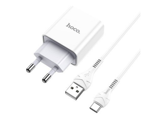 [Аксессуар] HOCO HC-27961 C81A/ Сетевое ЗУ + Кабель Type-C 1m/ 1 USB/ Выход: 10.5W/ White