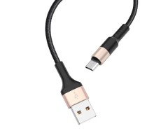 HOCO HC-80213 X26/ USB кабель Micro/ 1m/ 2A/ Нейлон/ Black&Gold