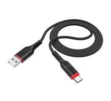HOCO X59/ USB кабель Type-C/ 1m/ 2.4A/ Нейлон/ Black