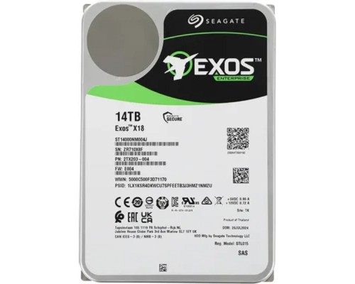 [Жесткий диск] 14TB Seagate Exos X18 (ST14000NM004J) {SAS 12Gb/s, 7200 rpm, 256mb buffer, 3.5