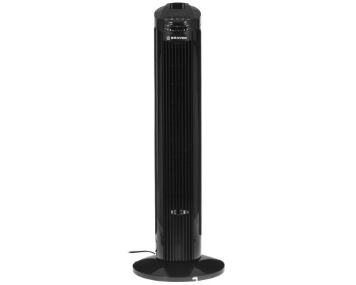 [Вентиляторы] BRAYER BR4958BK Колонный вентилятор BRAYER, механ.упр.,пульт ДУ,вращение90°,мощ-ть50Вт,защита от перегрева