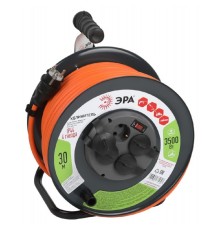 ЭРА Б0052920 Удлинитель силовой RMx-4es-3x2.5-30m-IP44 на металлической катушке с заземлением с выключателем 4 розетки 30м ПВС