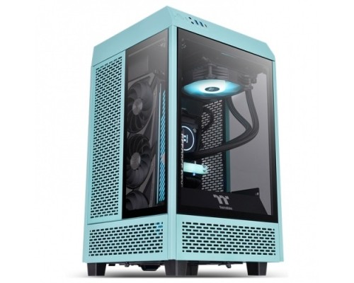 [Корпус] Корпус Thermaltake The Tower 100 Turquoise черный без БП miniITX 1x120mm 3x140mm 2xUSB3.0 audio bott PSU