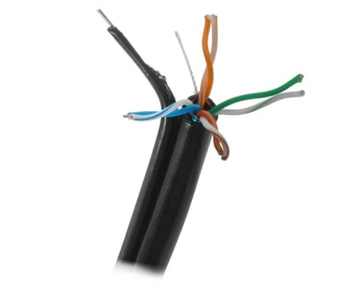 [Кабель] 5bites Кабель FS5500-305APE-M витая пара FTP/SOLID/5E/CCAG/PE/BLACK/OUTDOOR/MESSENGER/DRUM/305M