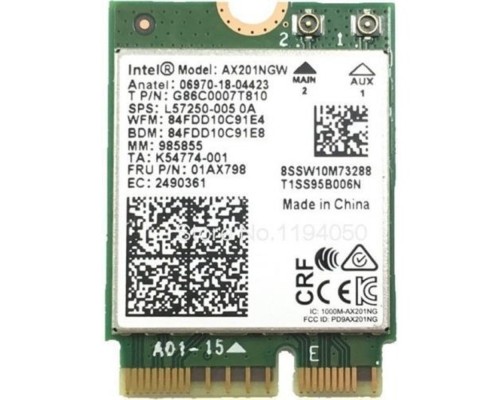 [Компьютер] Intel AX201.NGWG.NV Wi-Fi 6 AX201, 2230, 2x2 AX+BT, No vPro,