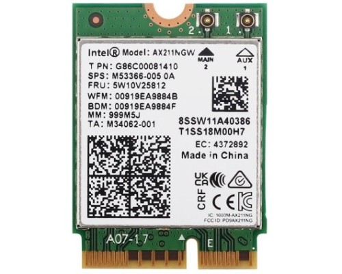 [Компьютер] Intel AX211.NGWG.NV Wi-Fi 6E AX211 (Gig+), 2230, 2x2 AX R2 (6GHz)+BT, No vPro, 999M5J