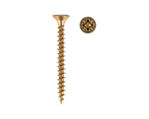 [Метизы. Саморезы, болты, гайки] Rexant 1111-3535-4 Саморез универсальный KRANZ 3.5х35, желтый цинк, пакет (50 шт./уп.)