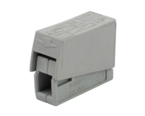 [ наконечники, разъемы, клеммы] Rexant 07-2401 Строительно-монтажная клемма СМК 224-101 для светильника на 1 проводник (1,0-2,5)/(0,5-2,5) мм?, серая (100 шт./уп.)   