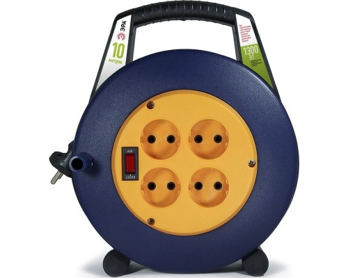 [Эра Силовые удлинители на рамке и на катушке] ЭРА Б0052926 Удлинитель силовой BPx-4-2x1-10m в закрытом корпусе без заземления с выключателем 4 розетки 10м ПВС 2x1мм2 10А 