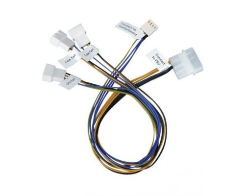 [Переключатель] Procase CBL-1TO3-PWM Кабель разветвитель на 3 PWM вентилятора, 450 мм (3*4pin to fan + 1*Molex to PSU + 1*4pin to MB)