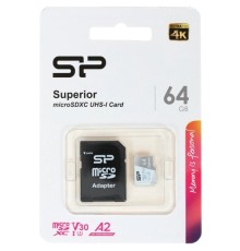 Micro SecureDigital 64GB Silicon Power Class10 SP064GBSTXDA2V20SP Superior + adapter