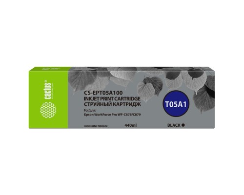 [расходные материалы] Картридж струйный Cactus CS-EPT05A100 T05A1 черный (440мл) для Epson WorkForce Pro WF-C878/C879