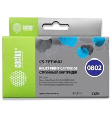 Картридж струйный Cactus CS-EPT0802 голубой (11.4мл) для Epson Stylus PhotoP50/PX650/PX660/PX700/PX700W/PX710/PX710W/PX720/PX720WD/PX800/PX800FW/PX810/PX810FW/PX820/PX820FWD/R265/R285/R360/RX560/RX585