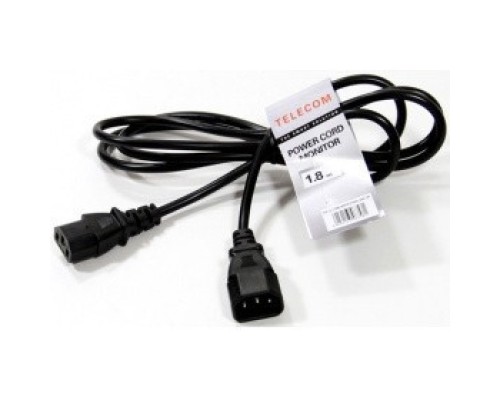 [кабели] Telecom  TE001-CU0.75-1.8M Кабель UPS - устройство 220V (IEC-320-C13/C14) <VDE>3G0,75mm2, 1,8m,медь,Telecom <TE001-CU0.75-1.8M>
