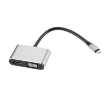 VCOM TUC055  Кабель-концентратор USB3.1 TypeCm -->HDMI+USB3.0+PD+VGA Alum Grey 4K@30Hz, Telecom<TUC055>[6926123465530]