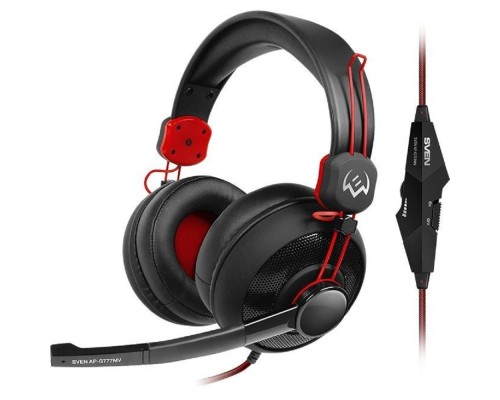 [Наушники] Наушники с микрофоном Sven AP-G777MV черный/красный 1.2м мониторные оголовье (SV-014209)
