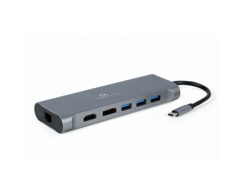 [кабели] Cablexpert A-CM-COMBO8-01 Адаптер интерфейсов Cablexpert A-CM-COMBO8-01, USB-C 8-в-1 (Type-C, USB3.0, HDMI, DisplayPort, VGA)