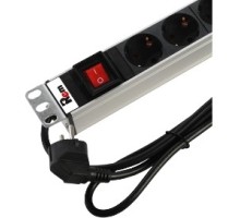 ЦМО Блок розеток Rem-16 с выкл и USB-портом, 6 Schuko, 16A, алюм., 19