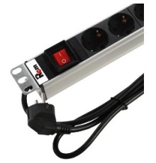 ЦМО Блок розеток Rem-16 с выкл и USB-портом, 6 Schuko, 16A, алюм., 19