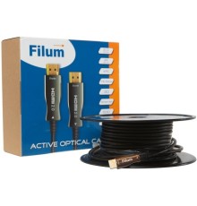 Filum Кабель HDMI активный, оптический, 30 м, 4K/60HZ,  v.2.0, ARC, 19M/19M, черный,  коробка, (FL-AOC-HDMI2.0-30M)