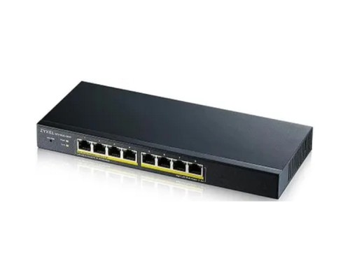 [Сетевое оборудование] ZYXEL GS1900-8HP-EU0103F Smart L2 коммутатор PoE+, 8xGE PoE+, настольный, бесшумный, бюджет PoE 70 Вт