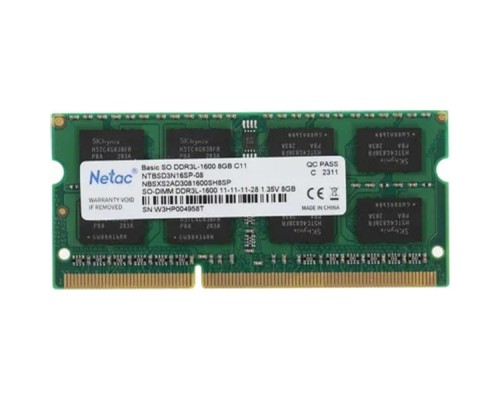 [Модуль памяти] Память SO-DIMM DDR3L 8Gb PC12800 1600MHz CL11 1.35V Netac (NTBSD3N16SP-08)