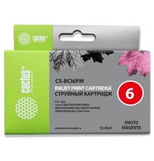 Картридж струйный Cactus CS-BCI6PM светло-пурпурный (12мл) для Canon BJC-8200/MP750/MP760/MP780/iP4000/iP5000/iP6000D/iP8500/S800/S820D/S830D/S900/S9000/i865/i905D/i9100/i950/i965/i990/i9900/i9951