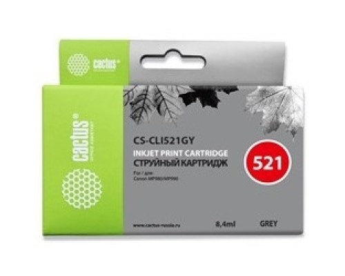 [расходные материалы] Картридж струйный Cactus CS-CLI521GY серый (8.4мл) для Canon Pixma MP980/MP990