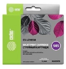 Картридж струйный Cactus CS-LC985M пурпурный (15мл) для Brother DCPJ315W/DCPJ515W/MFCJ265W