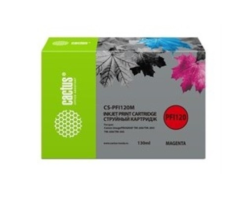 [расходные материалы] Картридж струйный Cactus CS-PFI120M пурпурный (130мл) для Canon imagePROGRAF TM-200/TM-205/TM-300/TM-305