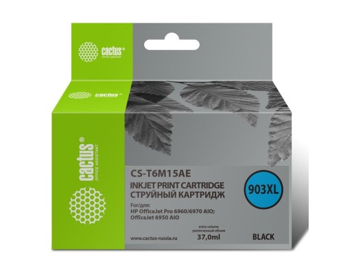 [расходные материалы] Картридж струйный Cactus №903XL CS-T6M15AE черный (37мл) для HP OJP 6950/6960/6970